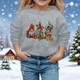 thumbnail image 2 of FINALGANG Girls Hoodies Christmas Cartoon Graphic Printed Long Sleeve Round Neck Pullover Top Child Versatile Casual Daily Party Photoshoot Sweatshirt,Grey,160, 2 of 4