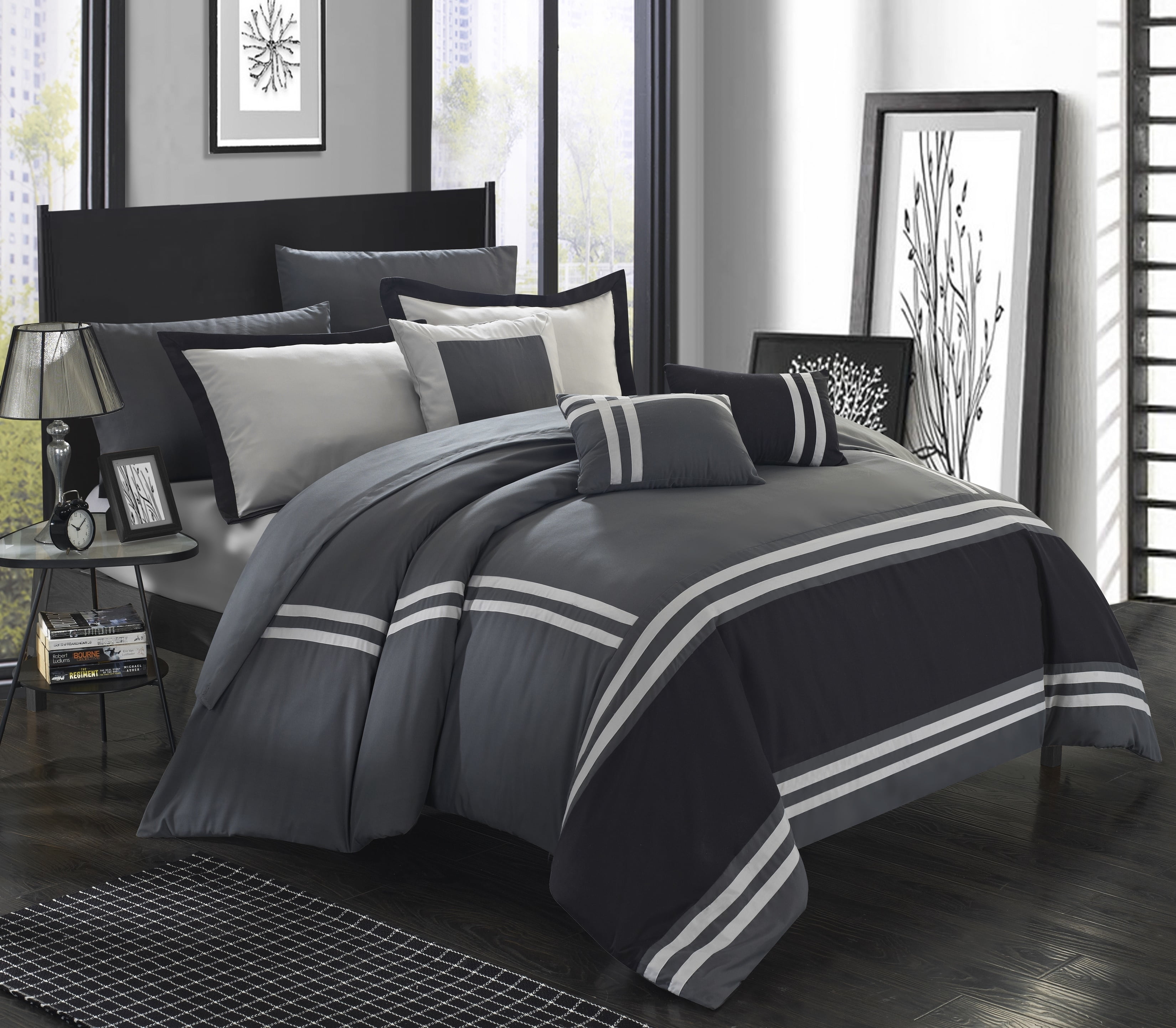 Photo 1 of Chic Home CS4930-AN Zarah 10 Piece Bedding with Sheet Set and Decorative Pillows Shams, King, Grey