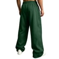 thumbnail image 5 of Domuza Mens Baggy Wide Leg Sweatpants Oversized Track Pants Elastic Waist Drawstring Y2K Casual Trousers with Pockets Dark Green L, 5 of 7