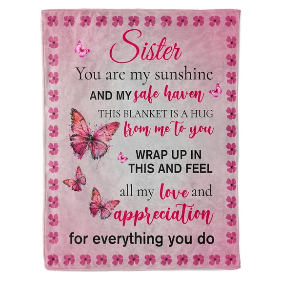 HiiKaa Sister Gifts Blanket from Sister,Sister Birthday Gifts,Gifts for Sister, Valentines Gifts for Sister,to My Sister Gifts Throw Blanket 60'' x 50''