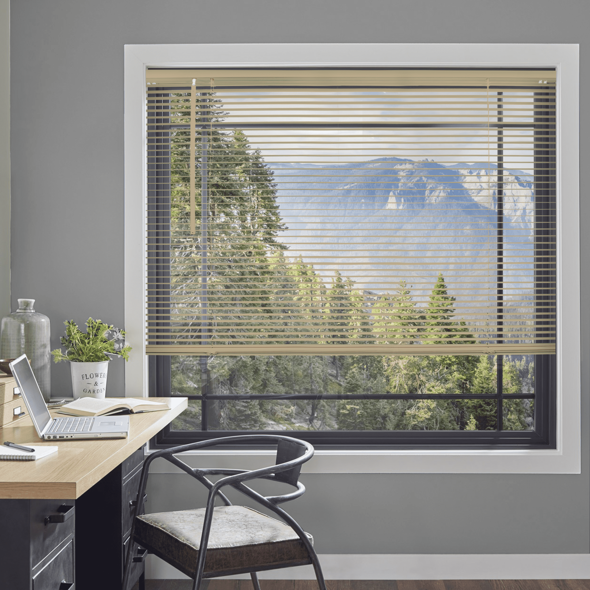 CHICOLOGY Cordless 1" Vinyl Mini Blinds Gloss Cappuccino (Room Darkening) 78"W X 36"H