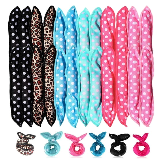 24 Pcs Hair Curler Rollers DIY Night Sleep Foam Hair Styling Tools Flexible Soft Sponge Pillow Curlers Rollers (6 Colors)