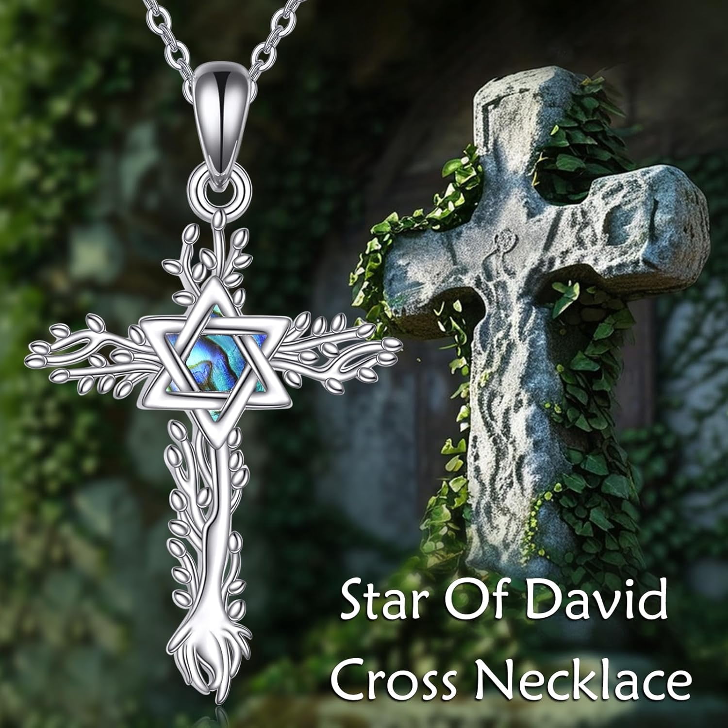 Cross Necklace 925 Sterling Silver Turquoise/Mustard Seed/Butterfly/Mushroom/Holy Spirit/Star of David Necklace Jewelry Gifts for Women