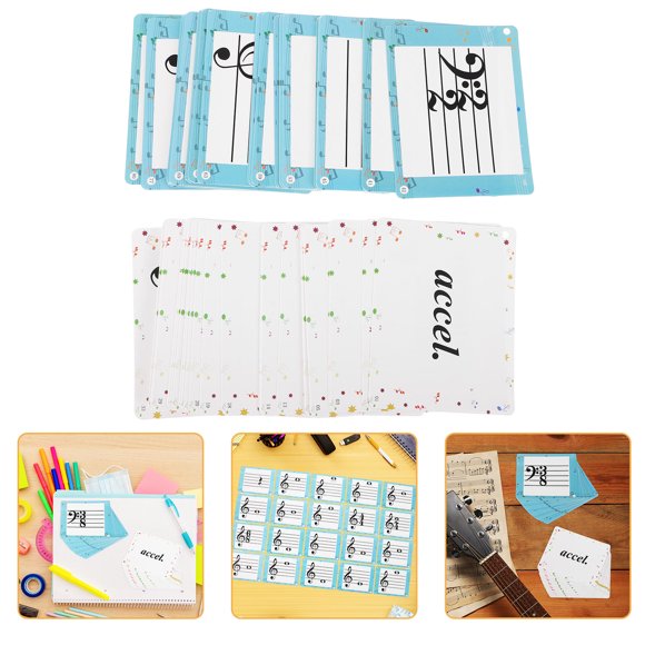 OUNONA 80Pcs Music Note Flashcards Multi Paper For Music Note Recognition In Home Schooling