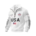 thumbnail image 2 of Iaqnaocc Usa Patriotic Sweatshirt for Men Waffle Zippper Mock Neck Long Sleeve Shirts for Men 250 Anniversary Usa Shirt Usa Flag American 1776-2026 4th Of July Pullover White L, 2 of 3