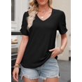 thumbnail image 6 of Yesfashion Womens Short Sleeve Tops Summer Casual V Neck T Shirts Blouses Solid Textured Knit Tee Tunic, 6 of 7