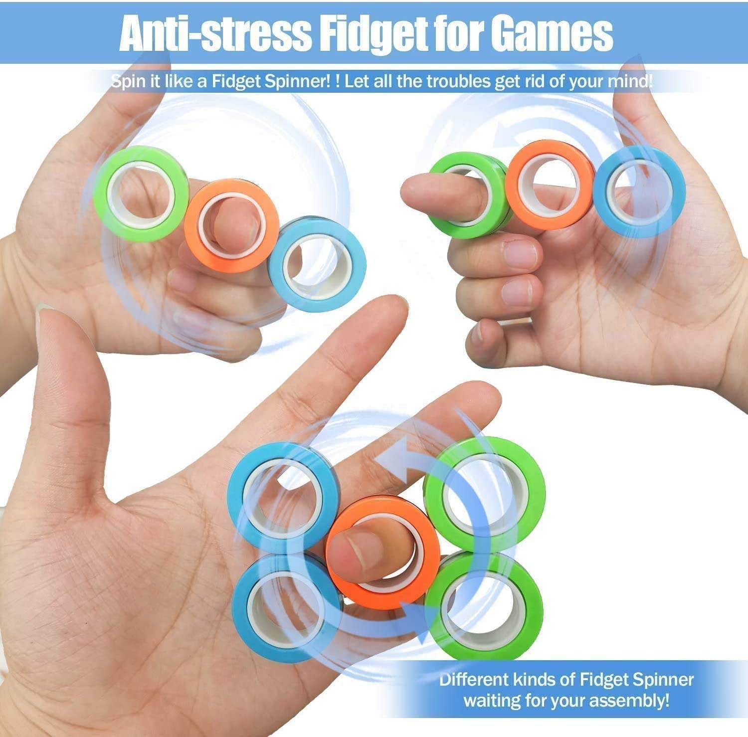 Trade Zone 3 PCS Magnetic Rings,Roller Rings,Fidget Rings, Adult Finger  Fidget Toys / Anxiety Relief Decompression Magnetic Ring / Funny Gifts Kids  Magnetic Spinner Ring for Boys Girls(Random Color) - Price History