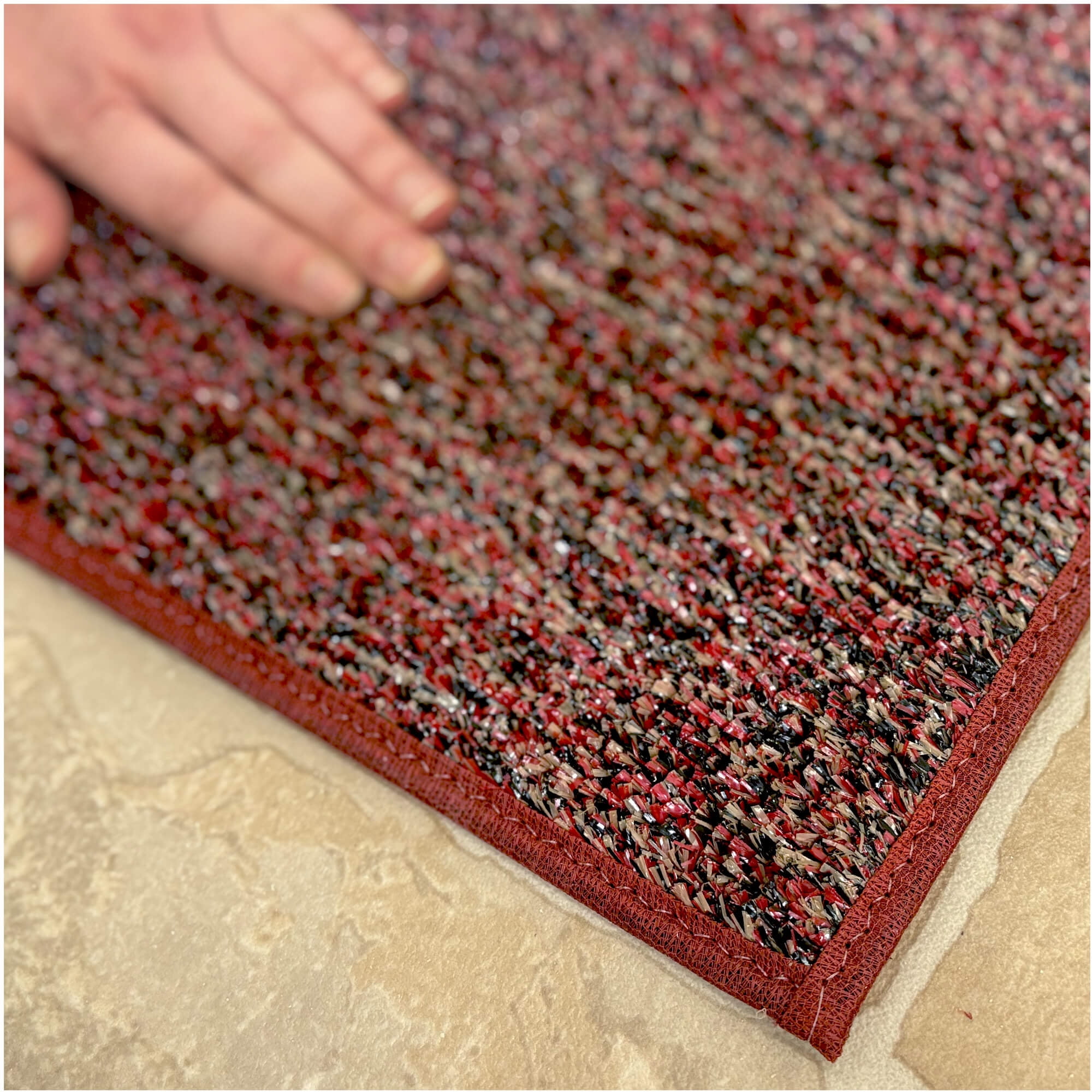 Koeckritz Rugs Premium 4'x4' Red Berry Indoor/Outdoor Turf Rug Ideal for Patios, Decks
