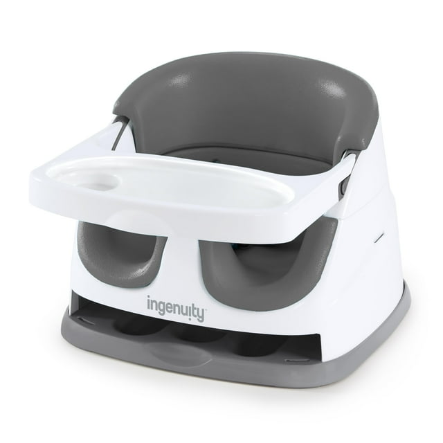 Ingenuity Baby Base 2 en 1 asiento elevador y asiento de piso con bandeja de almacenamiento automático - Pizarra