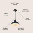 thumbnail image 4 of JONATHAN Y Jasper 12.25" 1-Light Farmhouse Industrial Indoor/Outdoor Iron LED Pendant, Navy, 4 of 6