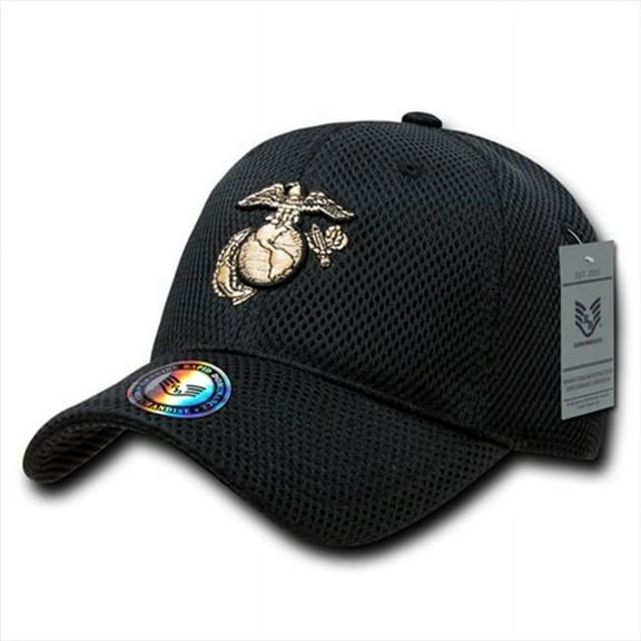 RapDom Marines Globe & Anchor Military Mens Air Mesh Cap [Black - Adjustable]