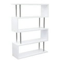 thumbnail image 3 of Benzara BM192112 Wooden Four Tier Shelving Unit with Stainless Steel Metal Supports - White & Silver - 47 x 16 x 67 in., 3 of 3