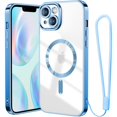 thumbnail image 1 of Fashion Transparent Magnetic Wireless Charging Case For Magsafe For iPhone 14 Plus 13 12 11 Pro Max Plating Soft Silicone Cover, 1 of 5