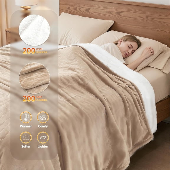 Heated Blanket Electric Blanket Queen Size 84"x90" Fast Heating Electric Blanket with Dual Control 10 Heat Levels & 10 Hours Auto-Off Overheat Protection Cozy Soft Flannel Heated Throw Blanket