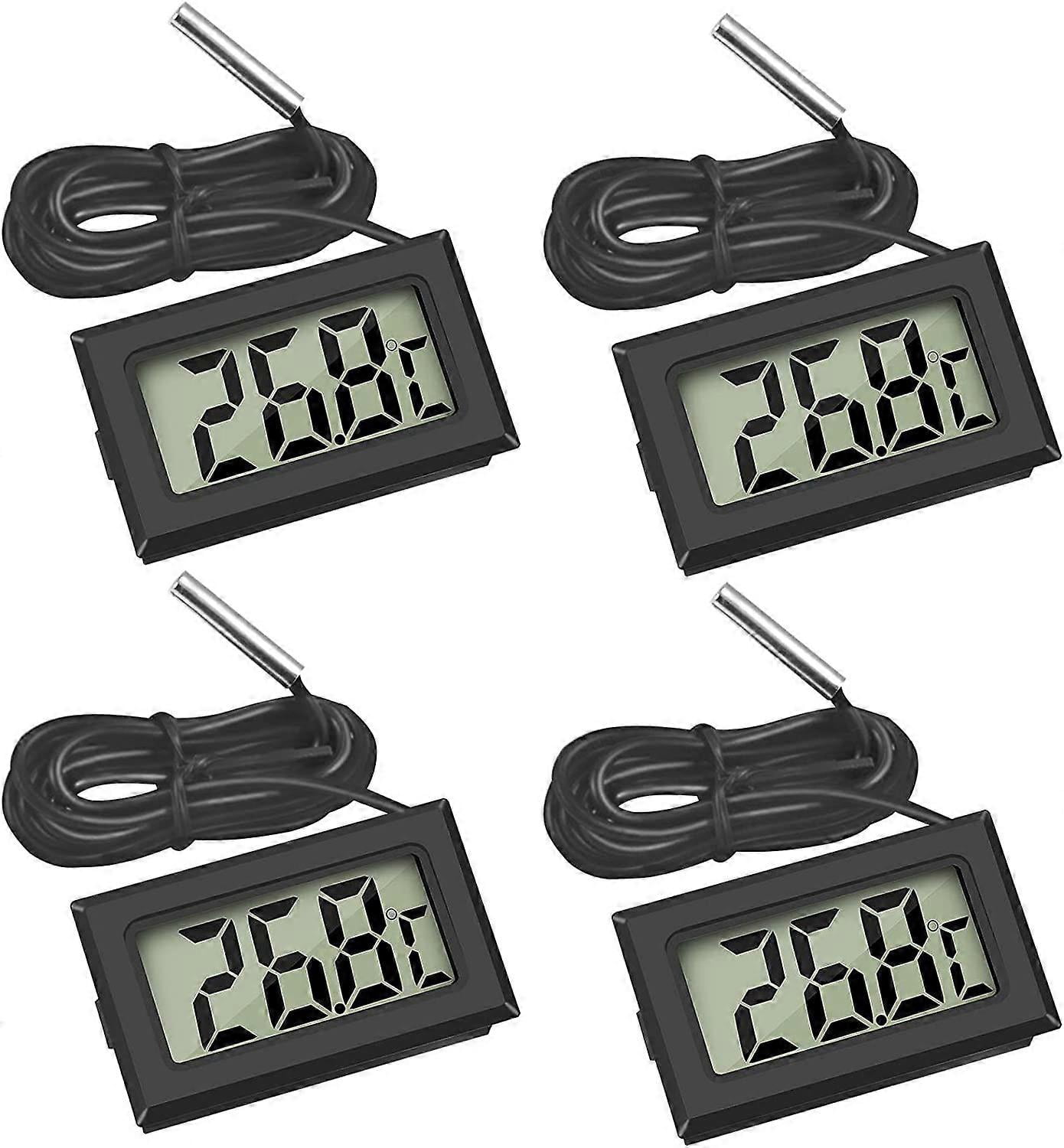 Mini Digital LCD Thermometer Temperature with Temperature Probe Sensor Tester (4X Black)