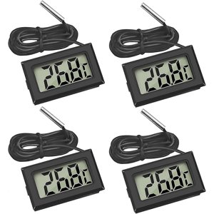 Mini Digital LCD Thermometer Temperature with Temperature Probe Sensor Tester (4X Black)