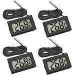 Mini Digital LCD Thermometer Temperature with Temperature Probe Sensor Tester (4X Black)