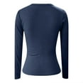 thumbnail image 4 of MHFRRA Camiseta Básica Acanalada de Manga Larga con Cuello Redondo y Corte Ajustado, Elástica, para Uso Informal y En Capas, de Tejido Suave y Cómodo. Marina de Guerra, 4 of 4