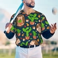 thumbnail image 6 of Balery Cute Hedgehogs Cactus Blue Baseball Jersey for Men Casual Button Down Shirts Short Sleeve Active Team Sports Uniform-Small, 6 of 9