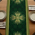 thumbnail image 5 of Table Runners 90 Inches Long Dress Scarves, Saint Patrick's Day Farmhouse Coffee/Dining/Kitchen Table Runner for Living Room, Boho Green Golden Leaves Ethnic Motifs 13x90 Inch, 5 of 9