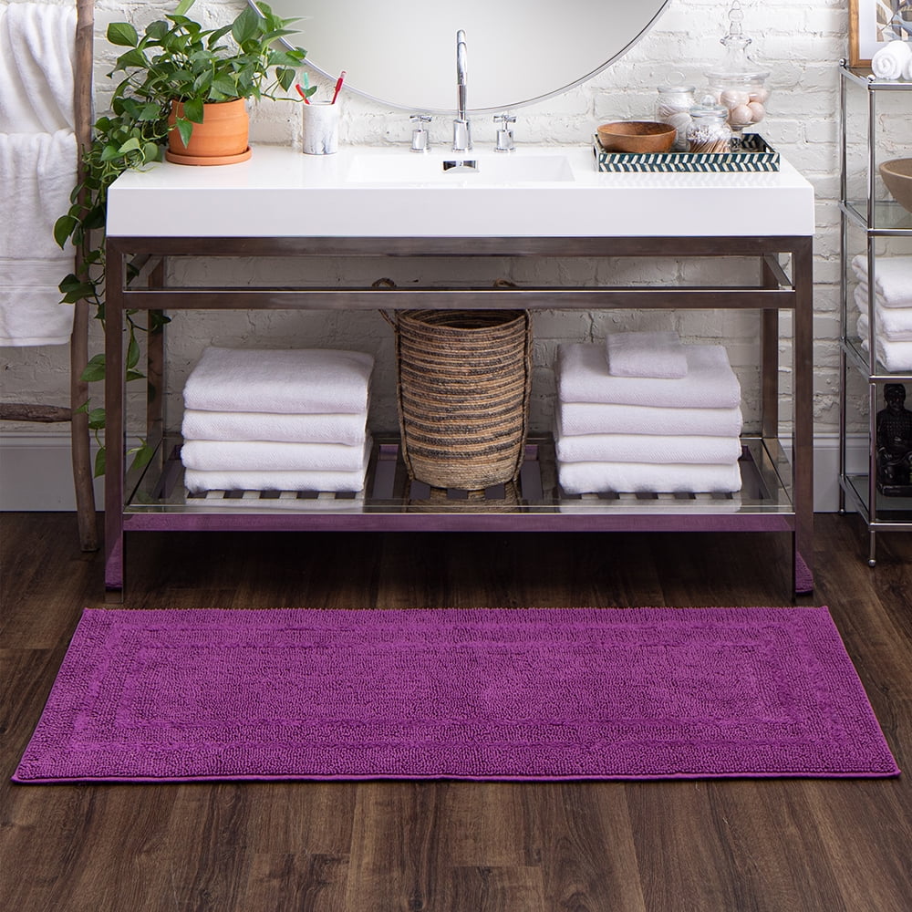 Mohawk Cotton Bath Mat Soft Absorbent Quick Dry Machine Washable Bathroom Mat, Magenta, 24" x 60"