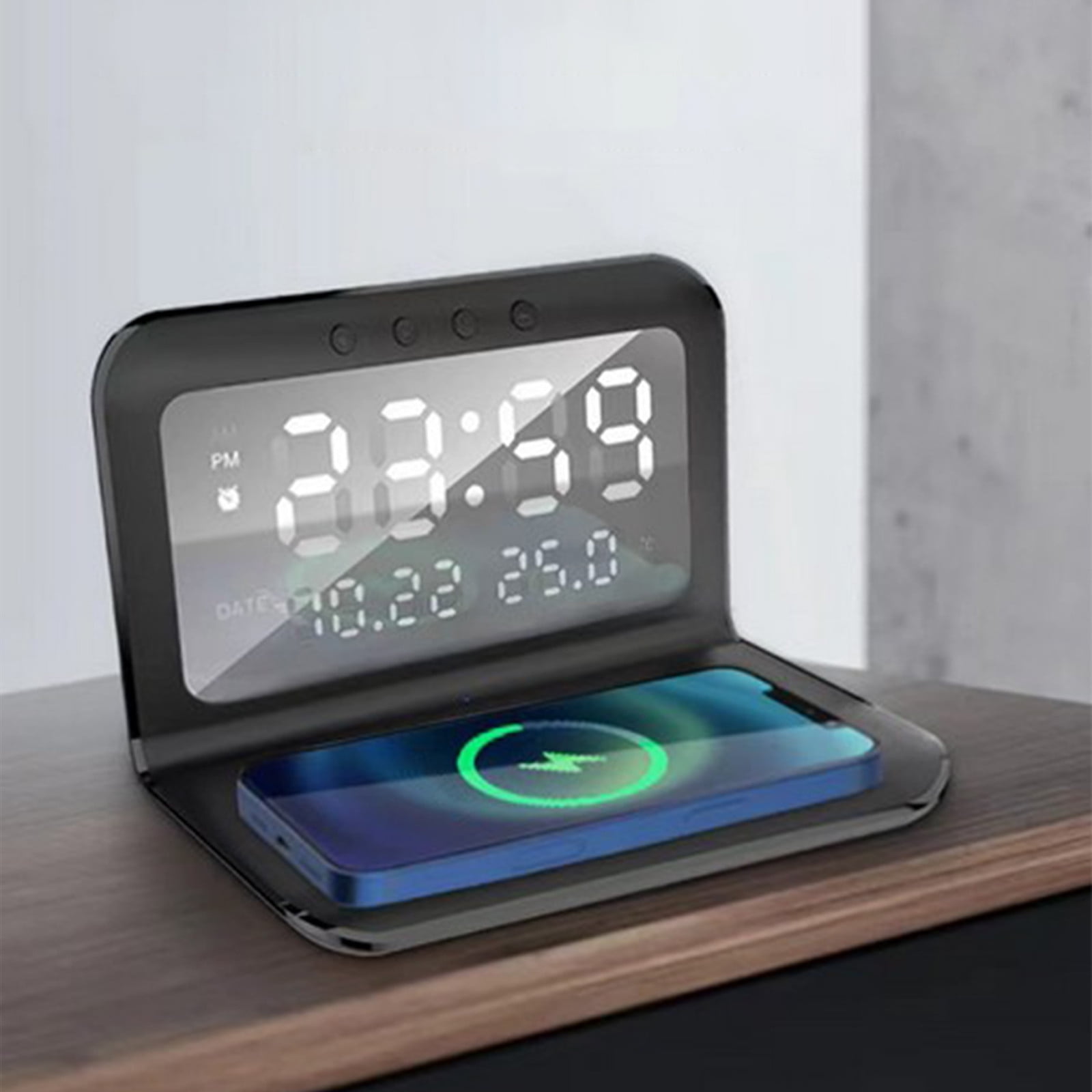Alarm Clock With Wireless Charging And Bedroom Bedside Clock With Alarm Clock Set For Excessive
