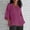 Hot Pink, variant on Plus Size Tops Women's Fashion Summer Cotton and Linen V Neck Leisure Three-quarter Sleeve Solid Tunic