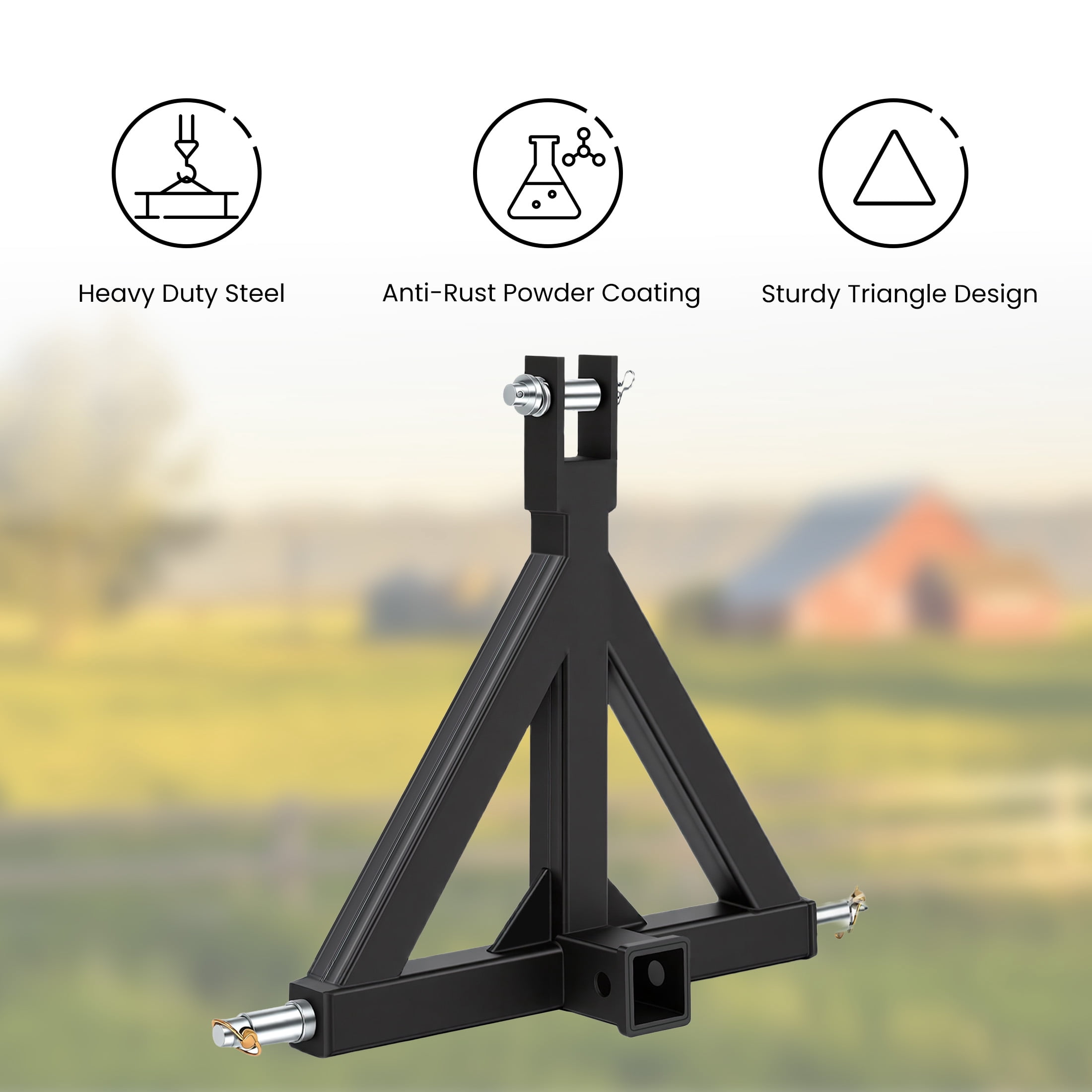 EDX Heavy Duty Category 1 Quick Hitch, 3 Point Trailer Hitch with 2" Receiver Tow Bar, Compatible with Kubota, John Deere, Yanmar, Kioti Tractors