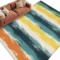 thumbnail image 2 of 6'x9' Area Rugs, Turquoise Yellow Stripe Indoor Outdoor Area Rug for Living Room Bedroom, Abstract Orange Teal Green Washable Bathroom Rugs Kitchen Floor Carpet Mats Home Decor Aesthetic, 2 of 8