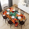 thumbnail image 6 of Burnt Orange Floral Table Cloth Waterproof Tablecloths, Tropical Botanical Leaves Floral Tablecloth Dining Table Cover for Kitchen Party Tabletop Outdoor, Rectangle Tablecloth 54x108 Inch, 6 of 9