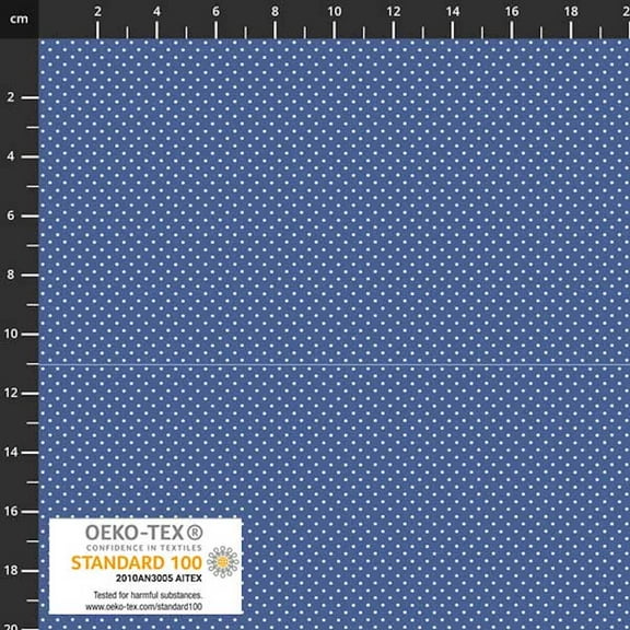 Stof European Essentials Small Dot Blue Cotton Fabric By The Yard