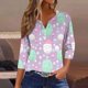 thumbnail image 1 of Fiudx Camisetas para Mujer Blusa de Manga 3/4 Corta Estampada a La Moda para Mujer, Blusa Informal con Cuello Redondo, 1 of 5