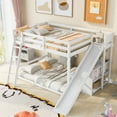 thumbnail image 3 of CoSoTower Full over Full Bunk Bed with Ladder, Slide and Shelves, White, 3 of 9