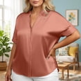 thumbnail image 5 of Cnbwig Womens Tops Plus Size Casual Button Down Shirt Soft Loose Fit Blouse V Neck Short Sleeve Top Elegant Shirts for Everyday Wear, 5 of 5