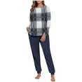 thumbnail image 2 of Plaid Lounge Sets for Women Fleece 2 Piece Jogger Pajama Long Sleeve Pants Loungewear Winter Casual Matching Outfits New Two Piece Sets for Women Fall Dark Blue XXL, 2 of 7