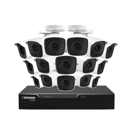 Defender 4k Ultra Wired Security Camera System. Indoor & Outdoor Security Cameras Night Vision Mobile Viewing Motion Detection for Home and Business (16 Cameras)