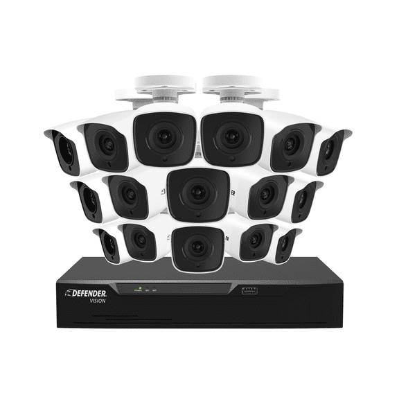 Defender 4k Ultra Wired Security Camera System. Indoor & Outdoor Security Cameras Night Vision Mobile Viewing Motion Detection for Home and Business (16 Cameras)