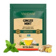 VAHDAM Organic Ginger Tea  50 Units |Green Tea Bags for Weight Loss
