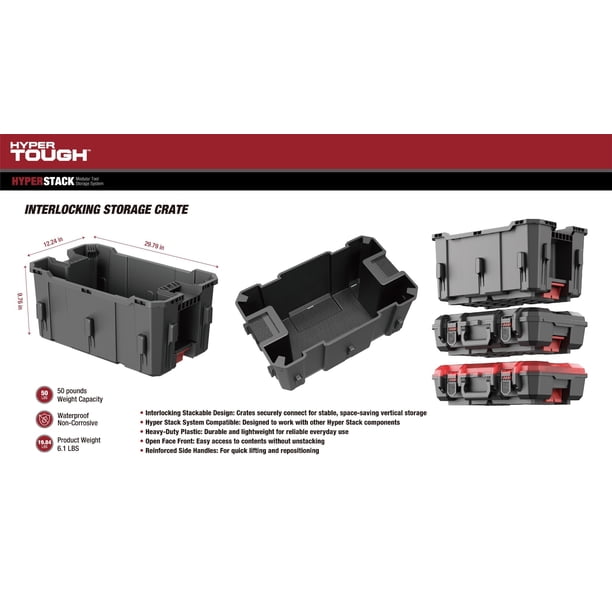 Hyper Tough Hyper Stack Interlocking Storage Crate, Black