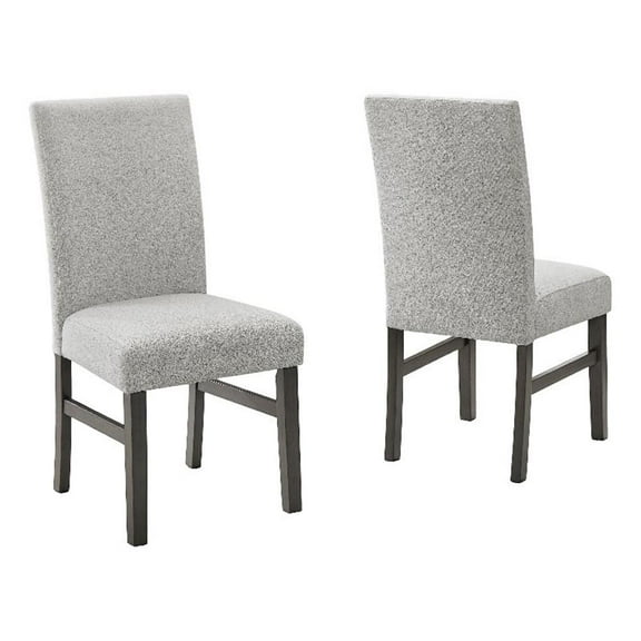 Selena Set of 2 Light Gray Fabric Parsons Dining Side Chairs with Gray Wood Legs