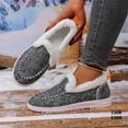 thumbnail image 3 of Snow Boots Slip on Penny Loafers for Women Casual Fleece Lined Warm Winter Warm Walking Flats Ankle Booties Grey Size 6.5, 3 of 7