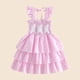 thumbnail image 4 of Vestido de Pascua Púrpura Niñas Conejo Ahumado Vestido en Capas sin Mangas para Fiestas de Cumpleaños de Pascua Verano Casual, 4 of 5