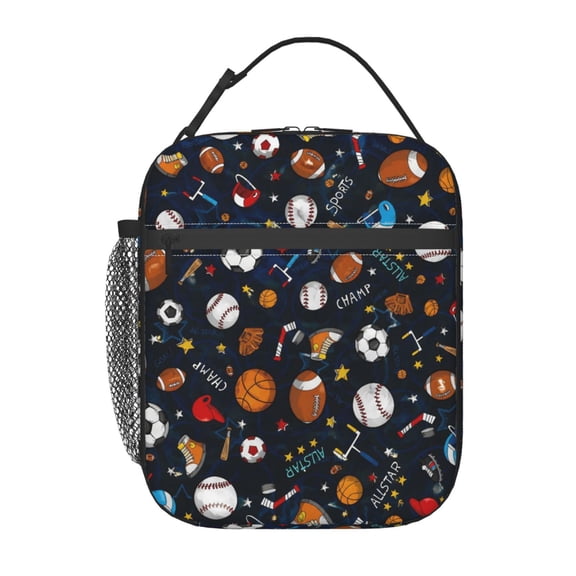 Baseball, Football, Soccer Lunch Bag Reusable Thermal Lunch Box with Handle for Women and Men