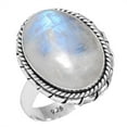 thumbnail image 1 of 925 Sterling Silver Ring For Women - Men White Natural Rainbow Moonstone Gemstone Silver Ring Size 13 June Birthstone Boho Silver Ring Size 13 New Year Gift For Mom Gemstone 925 Silver Jewelry, 1 of 6