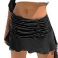 thumbnail image 2 of New Sexy Women's Pleated Ruffle Skirt Y2K Girls Solid Color Stretch A-Line Skirt Summer Women's Skirt-Black-M, 2 of 6