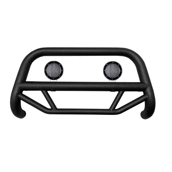 Black Horse Max T Bull Bar Textured Black Come with Pair of 5.3" Dia. LED Flood Lights With Black Trim Rings Compatible with 2020-2024 Kia Telluride|2020-2024 Hyundai Palisade-MBT-MK612-PLFB