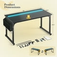 thumbnail image 2 of Romorgniz 55 Inch Computer Desk with LED Lights for Small Spaces, Home Office Desk with Storage Bag, Headphone Hook, Black, 2 of 8