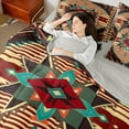 thumbnail image 4 of Feelyou Retro Mandala Aztec Twin Bedding Sets 7-Piece for Men, Hippie Western Fashion Bedding Comforter Set, Brown Triangle Reversible Sheet Sets, Microfiber Bedroom Decor, 4 of 8