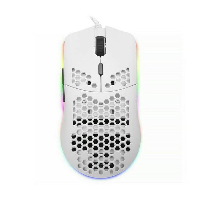SANOXY RGB Gaming Mice Mouse 6400 DPI USB Flowing Backlit Light Wired PC Laptop Compute - White