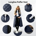 thumbnail image 6 of MXALUOB Long Puffer Vest for Women Zip Up Stand Collar Quilted Vests with Pockets Lightweight Sleeveless Padded Coat Winter Daily Wear, 6 of 7